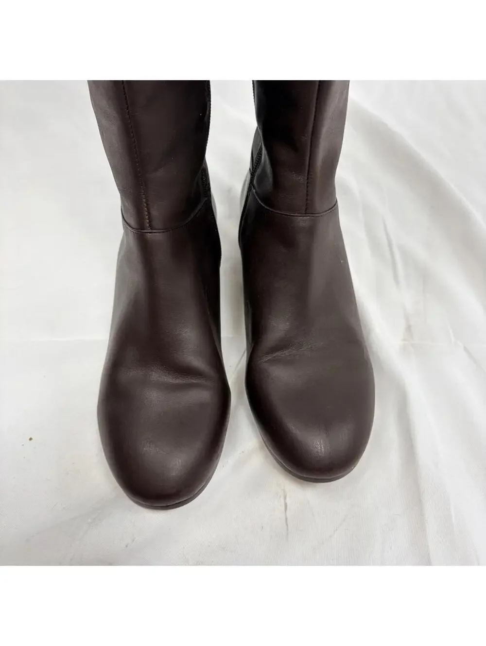Nine West Oreyan Genuine Leather Knee High Brown Boots Gold Button Details 6.5